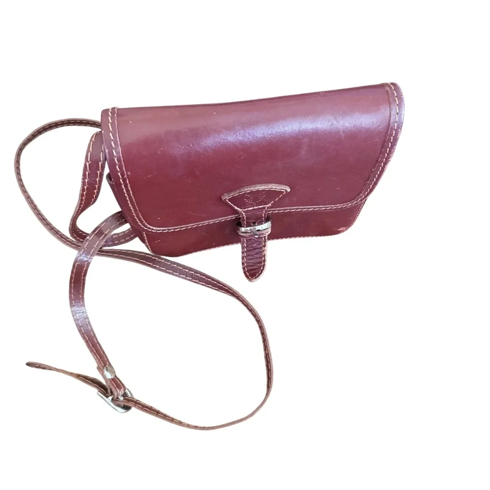 Vera Pelle Italy Raw Leather Sm‎ Crossbody structured 6.5x5.5 x2.5 preloved